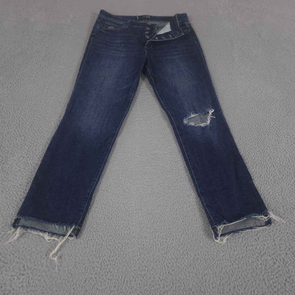 Kut from the Kloth Jeans Women 6 Blue Reese Fab Ab Ankle Straight Leg Button Fly